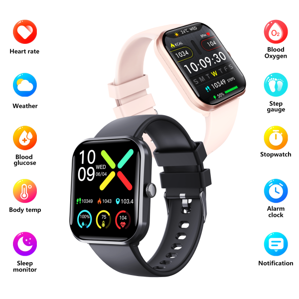 Smart Watch F96 E-Watch Full Touch Smart Watches for Android iOS Phones Compatible (Answer/Make Call) Smart Fitness Tracker Watch for Women Man Waterproof Smartwatch with Sleep/Heart Rate/sports/Step (Black) - Image 3