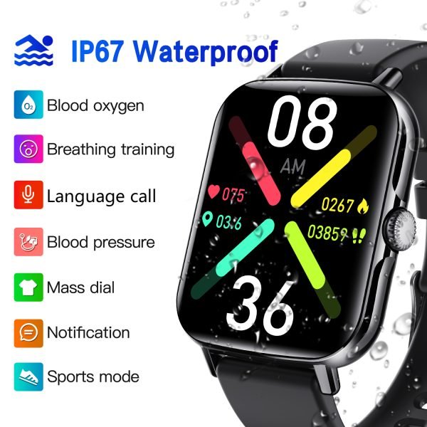 Smart Watch for Men Women, Smartwatch(Answer/Make Calls), HD Fitness Tracker,IP67 Waterproof 100+ Sport Mode Activity Tracker,Heart Rate SpO2 Sleep Monitor,iOS Android Compatible - Image 5