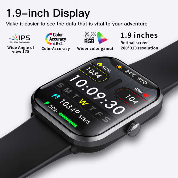 Smart Watch F96 E-Watch Full Touch Smart Watches for Android iOS Phones Compatible (Answer/Make Call) Smart Fitness Tracker Watch for Women Man Waterproof Smartwatch with Sleep/Heart Rate/sports/Step (Black) - Image 7