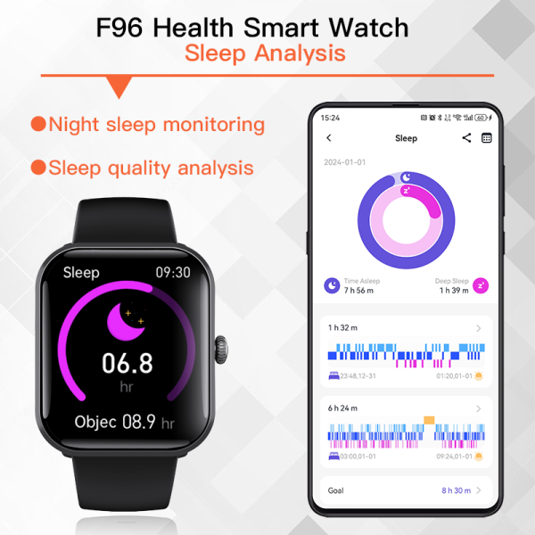 Smart Watch F96 E-Watch Full Touch Smart Watches for Android iOS Phones Compatible (Answer/Make Call) Smart Fitness Tracker Watch for Women Man Waterproof Smartwatch with Sleep/Heart Rate/sports/Step (Black) - Image 8