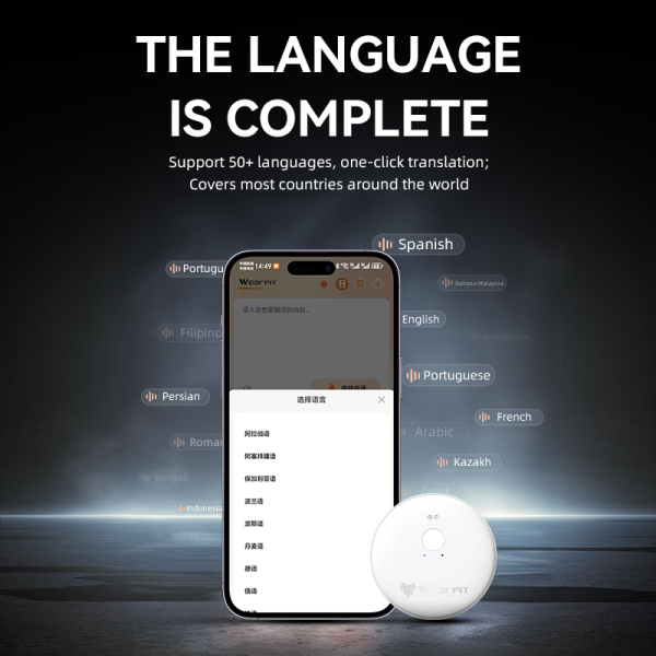 Black & White Language Translator Device -Real-time Voice Translation in 150 Languages, Portable Translator with App Integration for Instant communication - Image 3
