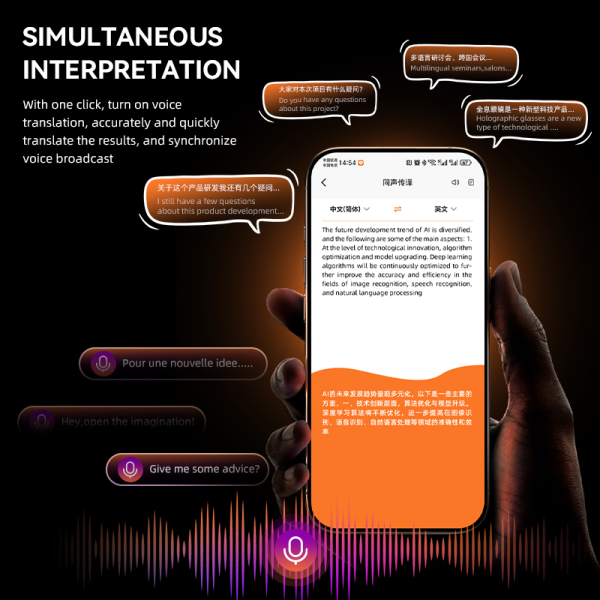 Black & White Language Translator Device -Real-time Voice Translation in 150 Languages, Portable Translator with App Integration for Instant communication - Image 7